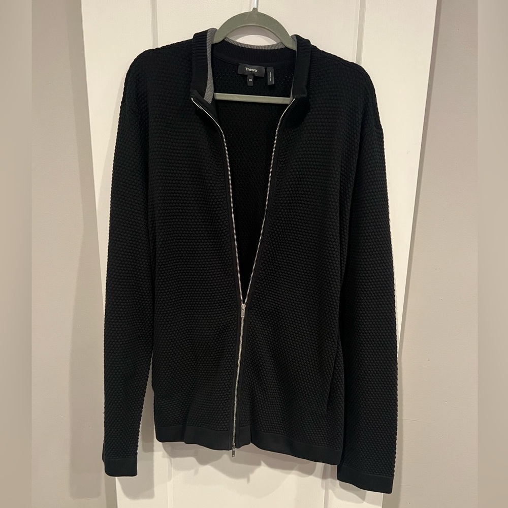Theory Black Textured Zip-Up Jacket